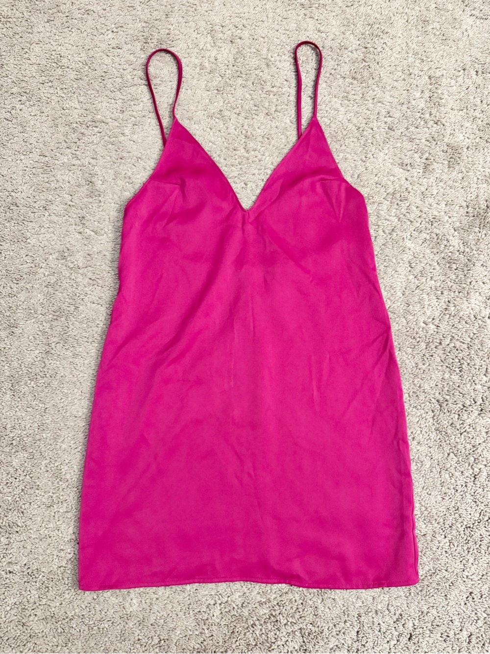Forever21 Dress Women size Medium Hot Pink Mini Slip Vneck Spaghetti Strap Tunic